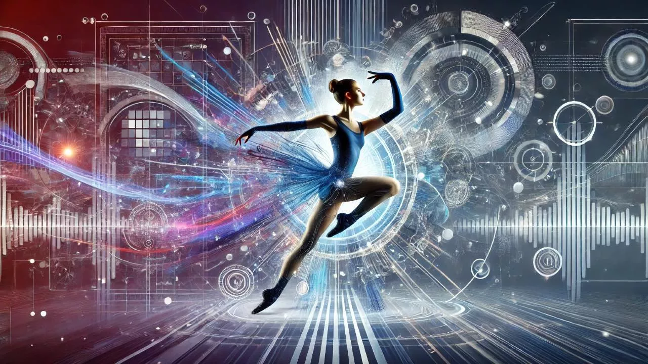 Danza y Recursos Tecnológicos: chica realizando un salto de ballet, imagen generada con inteligencia artificial.