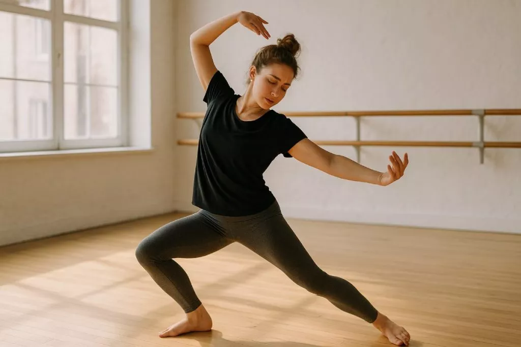 Danza como terapia antiestrés: chica realizando movimientos relajados y fluidos.