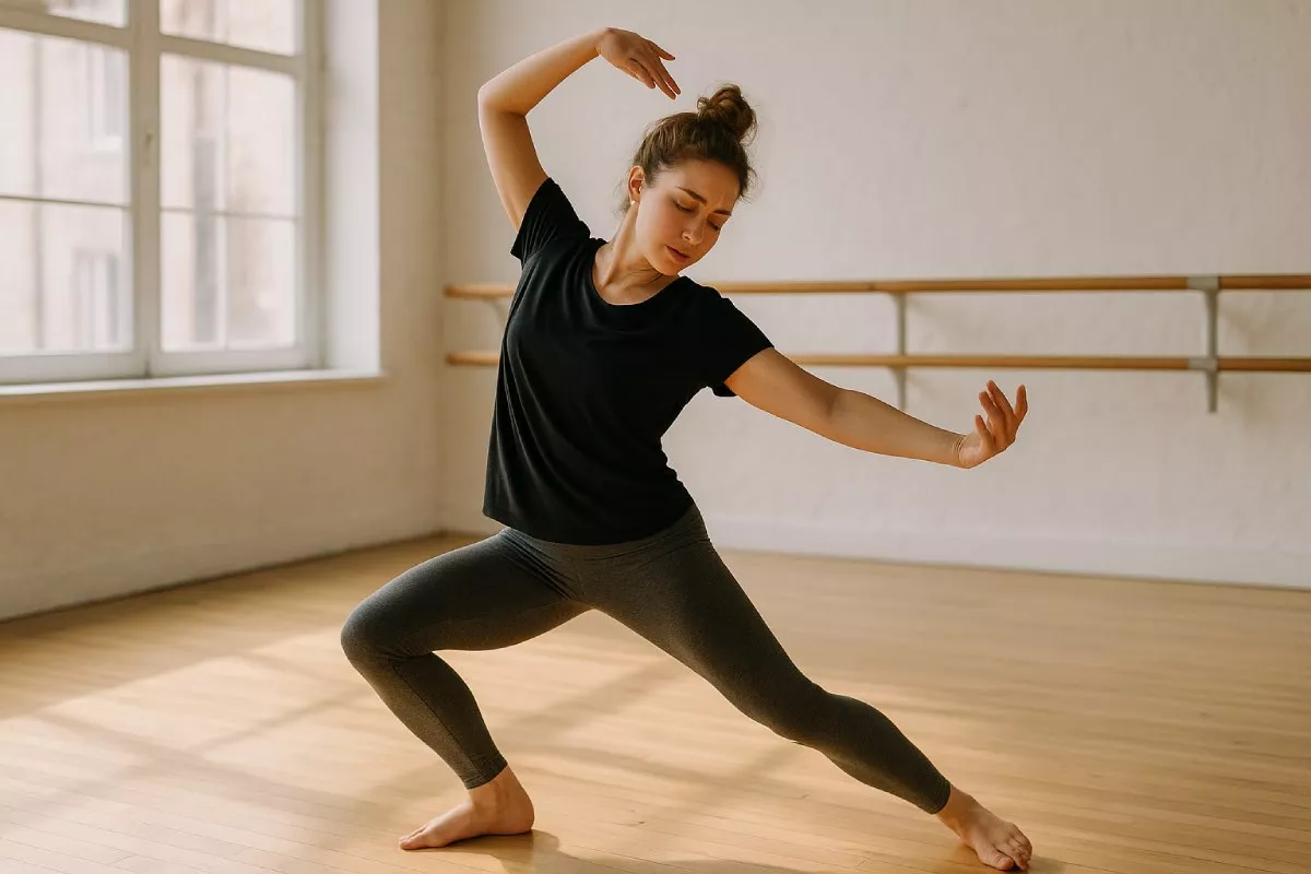 Danza como terapia antiestrés: chica realizando movimientos relajados y fluidos.