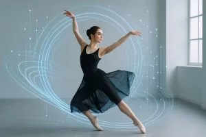 Danza y Recursos Tecnológicos: La Innovación en el Movimiento, chica en posición de tendu generada con inteligencia artificial.