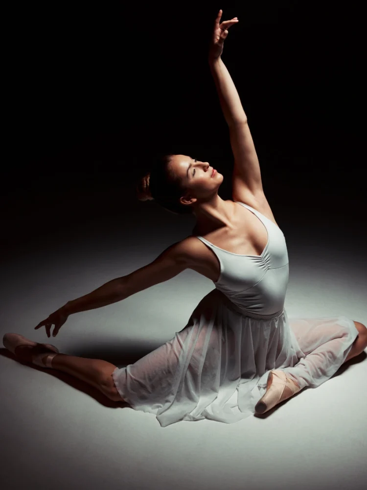 Ballerina performing as part of a dance and ballet company.